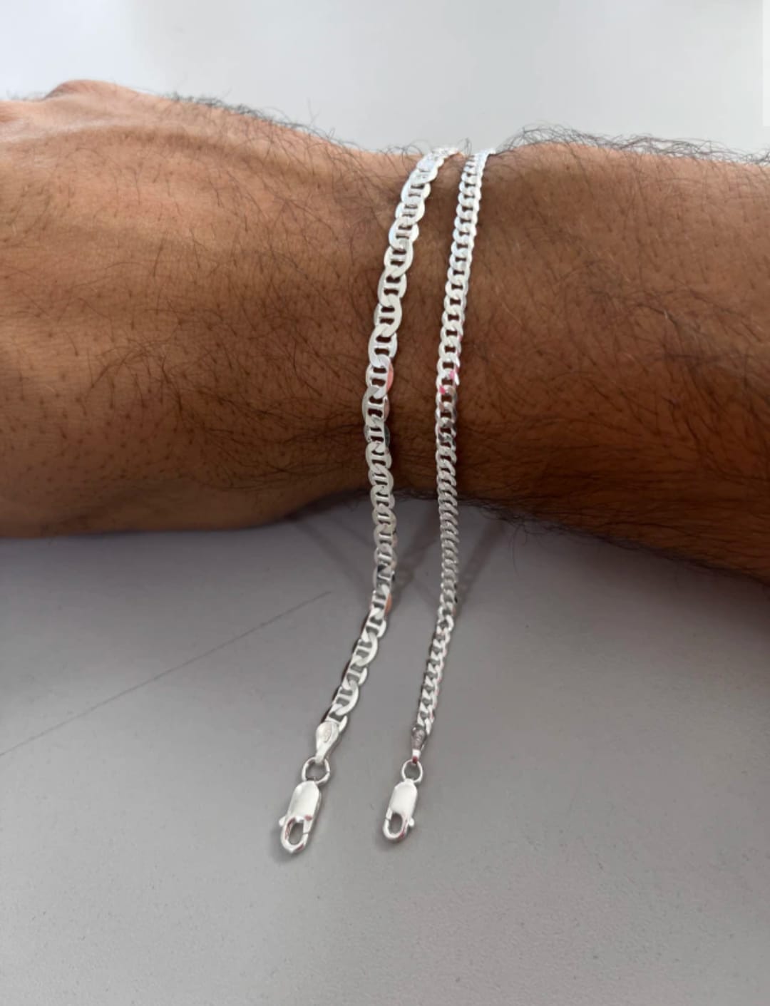Pulseiras grume 3mm + tampa de latinha 4,5mm em prata 925