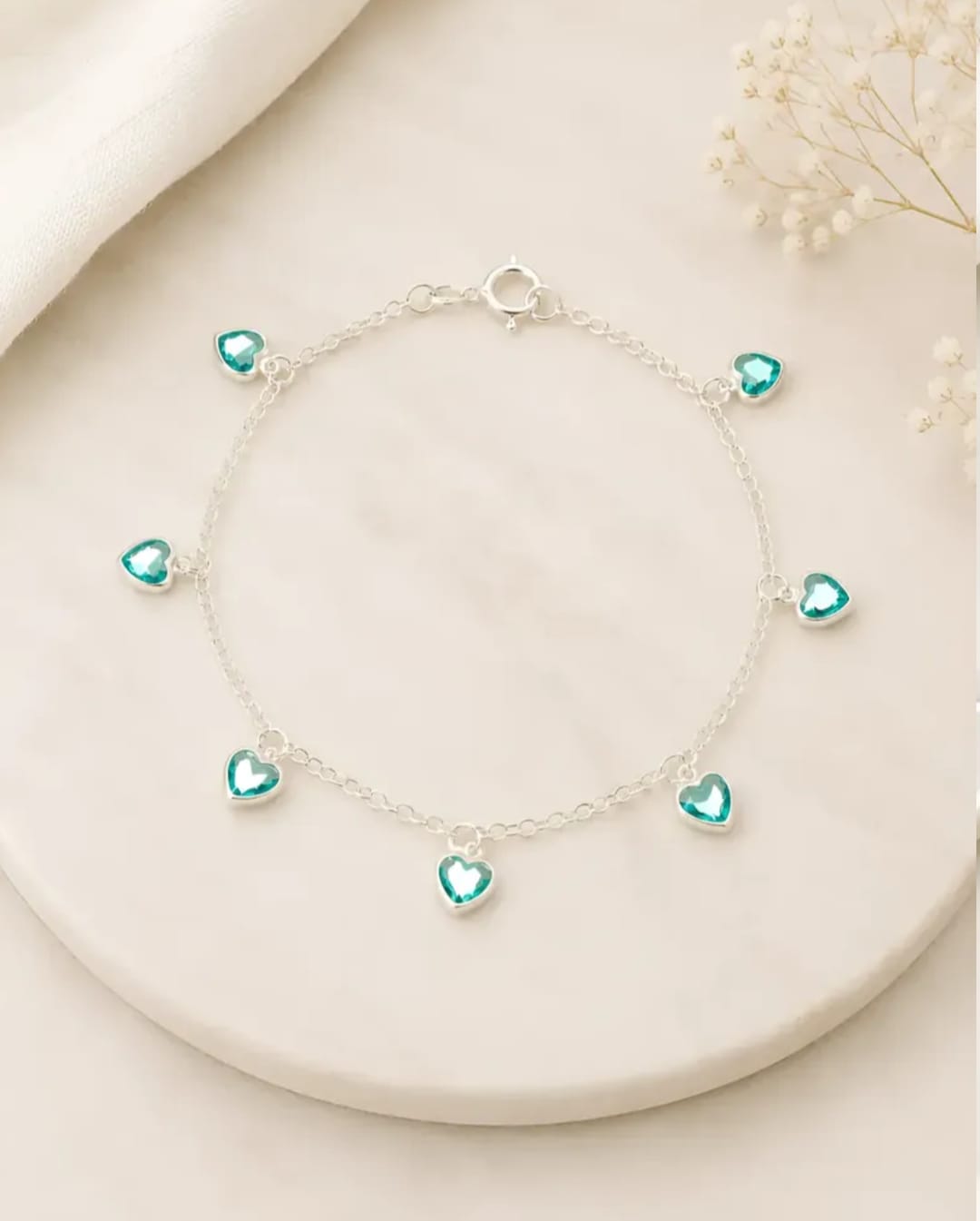 Pulseira Prata 925 Feminina Coração Zircônia em prata 925