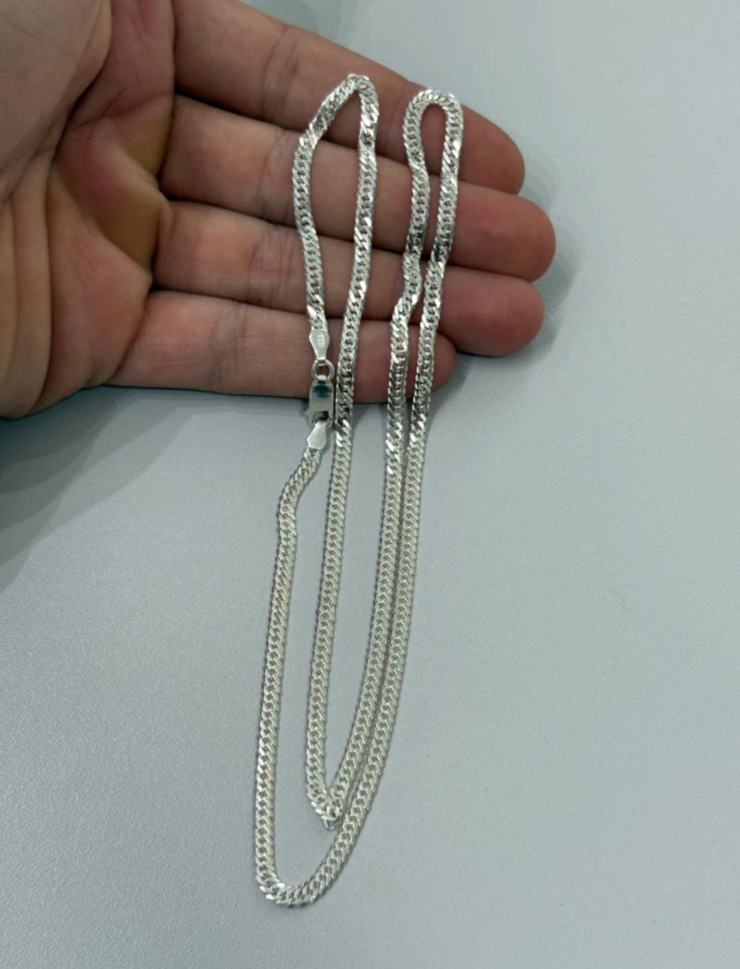 Corrente duplo grumet 3mm 60cm em prata 925