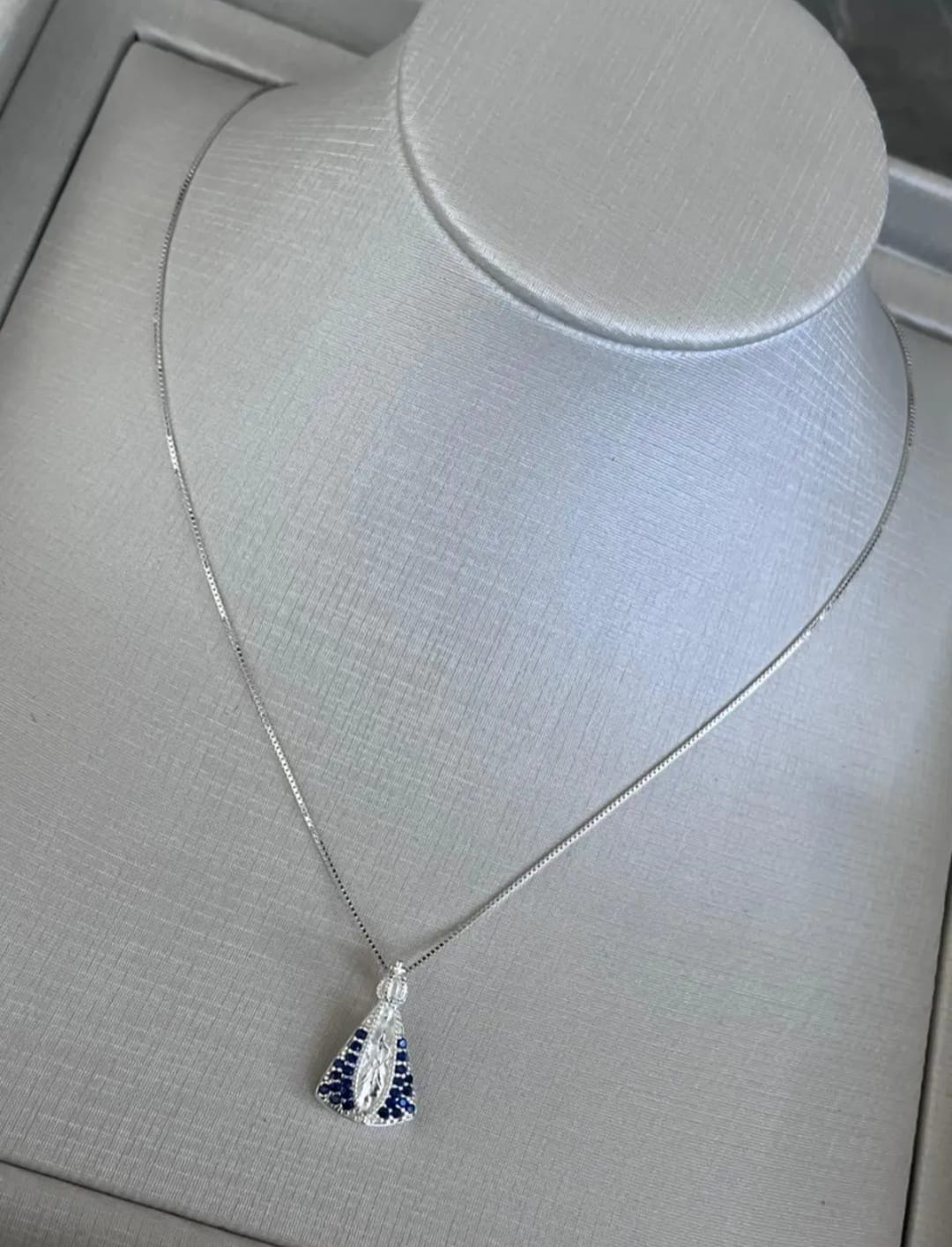Colar Nossa Senhora Aparecida em prata 925