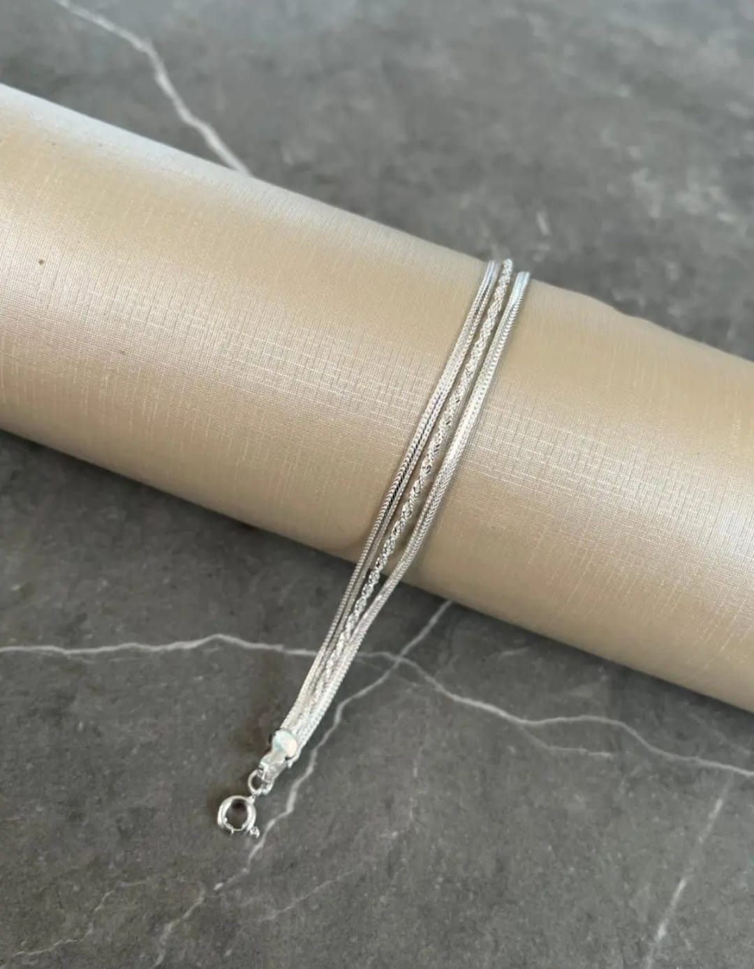 Pulseira cabo de aço 3 fios em prata 925