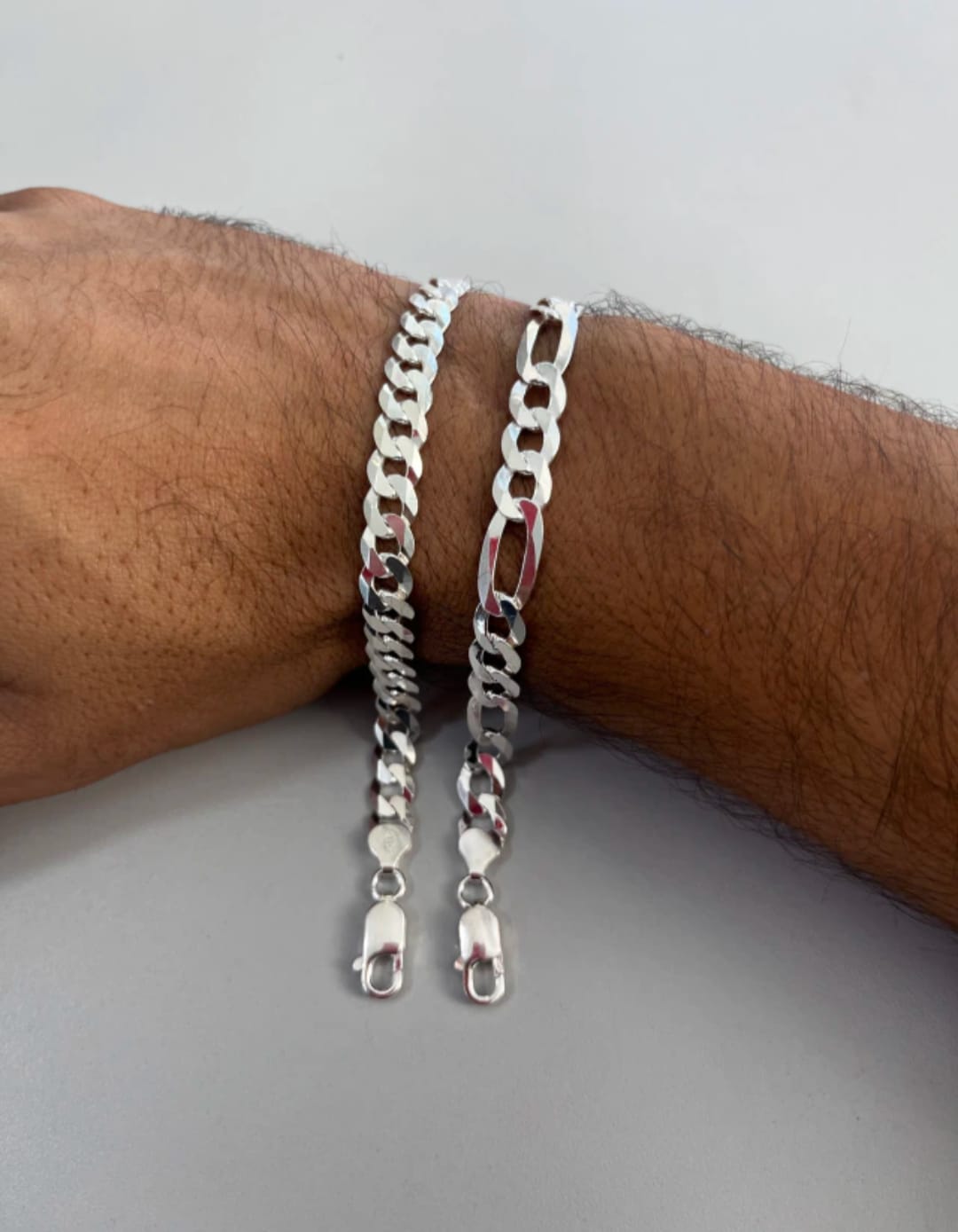 Pulseira grume 8mm + 3x1 8mm em prata 925