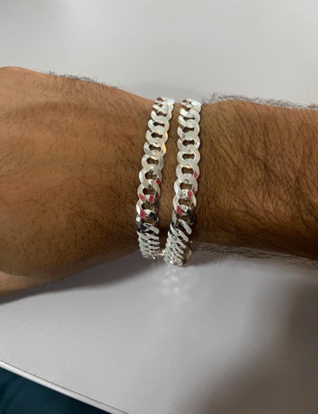 2 pulseiras fecho gaveta 8mm em prata 925