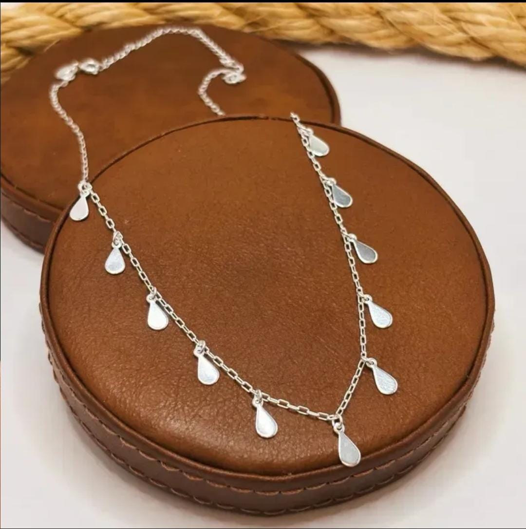 Choker Gotas Cheias Penduradas Prata 925 Delicada Prateado em prata 925 — foto 2 de 2
