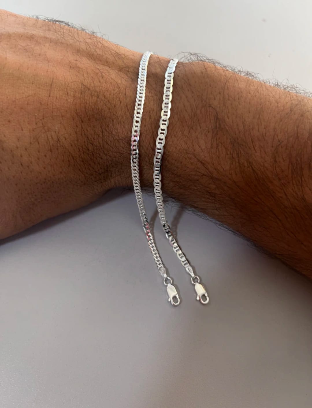 2 pulseiras 3 mm - dupla grumet + tampa de latinha em prata 925